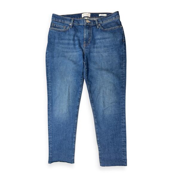 FRAME | W29 L26 | Le Garcon Straight Leg Mid-Rise Jeans in Othello Blue LGJ151 - Picture 4 of 11